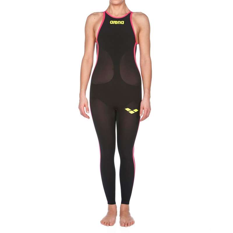 ARENA Powerskin Femme Open Water R-Evo+ Full Body - Closed Back (Dos Fermé) - Black Fluo Yellow