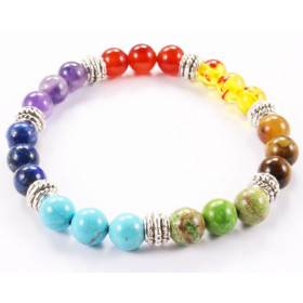 BRACELET PIERRES NATURELLES - KIREI PARIS BIJOUX - 7 CHAKRAS INFINITY 8mm