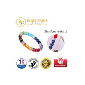 BRACELET PIERRES NATURELLES - KIREI PARIS BIJOUX - 7 CHAKRAS INFINITY 8mm
