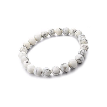 Bracelet Pierres Naturelles HOWLITE BLANCHE 8mm - KIREI PARIS BIJOUX | Les4Nages Bracelet Pierres Naturelles HOWLITE BLANCHE 8mm - KIREI PARIS BIJOUX | Les4Nages