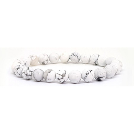 Bracelet Pierres Naturelles HOWLITE BLANCHE 8mm - KIREI PARIS BIJOUX | Les4Nages Bracelet Pierres Naturelles HOWLITE BLANCHE 8mm - KIREI PARIS BIJOUX | Les4Nages
