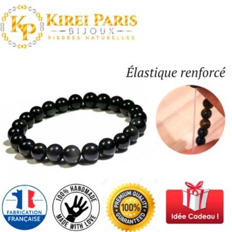 Bracelet Pierres Naturelles OBSIDIENNE 8mm - KIREI PARIS BIJOUX | Les4Nages Bracelet Pierres Naturelles OBSIDIENNE 8mm - KIREI PARIS BIJOUX | Les4Nages