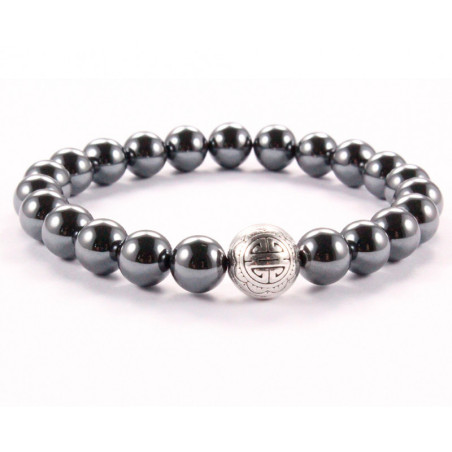 BRACELET PIERRES NATURELLES et ARGENT - KIREI PARIS BIJOUX - LONG LIFE et HEMATITE 8mm | Les4Nages