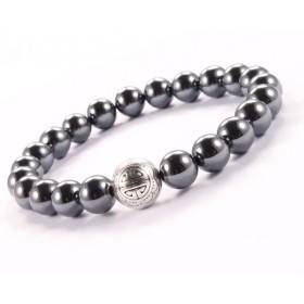 BRACELET PIERRES NATURELLES et ARGENT - KIREI PARIS BIJOUX - LONG LIFE et HEMATITE 8mm