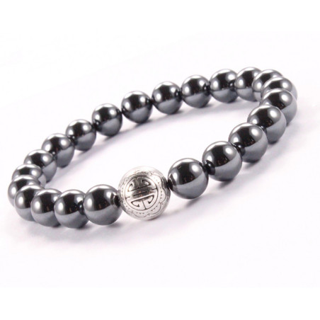 BRACELET PIERRES NATURELLES et ARGENT - KIREI PARIS BIJOUX - LONG LIFE et HEMATITE 8mm | Les4Nages