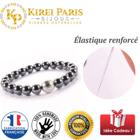 BRACELET PIERRES NATURELLES et ARGENT - KIREI PARIS BIJOUX - LONG LIFE et HEMATITE 8mm | Les4Nages