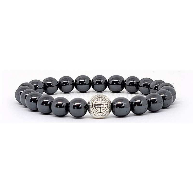 BRACELET PIERRES NATURELLES et ARGENT - KIREI PARIS BIJOUX - LONG LIFE et HEMATITE 8mm | Les4Nages