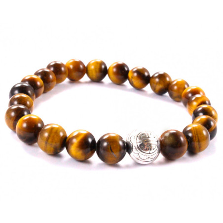 BRACELET PIERRES NATURELLES et ARGENT - KIREI PARIS BIJOUX - LONG LIFE et OEIL DE TIGRE JAUNE 8mm | Les4Nages BRACELET PIERRES NATURELLES et ARGENT - KIREI PARIS BIJOUX - LONG LIFE et OEIL DE TIGRE JAUNE 8mm | Les4Nages