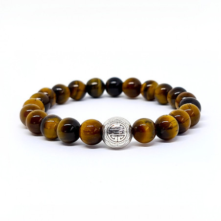 BRACELET PIERRES NATURELLES et ARGENT - KIREI PARIS BIJOUX - LONG LIFE et OEIL DE TIGRE JAUNE 8mm | Les4Nages BRACELET PIERRES NATURELLES et ARGENT - KIREI PARIS BIJOUX - LONG LIFE et OEIL DE TIGRE JAUNE 8mm | Les4Nages