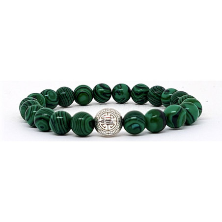 BRACELET PIERRES NATURELLES et ARGENT - KIREI PARIS BIJOUX - LONG LIFE et MALACHITE VERTE 8mm | Les4Nages BRACELET PIERRES NATURELLES et ARGENT - KIREI PARIS BIJOUX - LONG LIFE et MALACHITE VERTE 8mm | Les4Nages