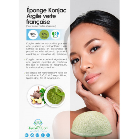 EPONGE VISAGE - ARGILE VERT - KONJAC KIREI PARIS | Les4Nages EPONGE VISAGE - ARGILE VERT - KONJAC KIREI PARIS | Les4Nages