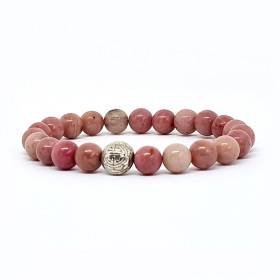 BRACELET PIERRES NATURELLES et ARGENT - KIREI PARIS BIJOUX - LONG LIFE et RHODOCHROSITE 8mm