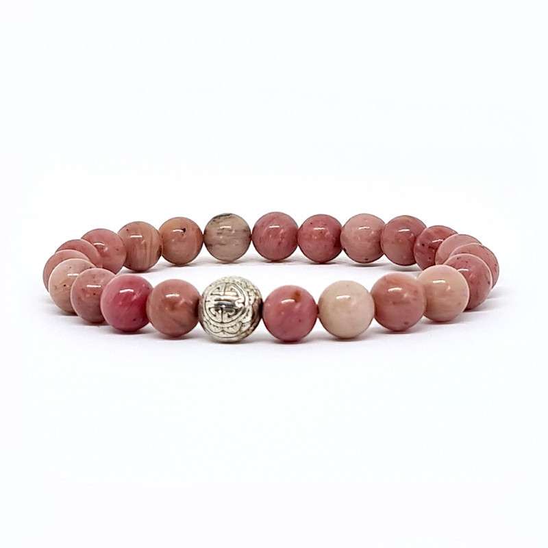 BRACELET PIERRES NATURELLES et ARGENT - KIREI PARIS BIJOUX - LONG LIFE et RHODOCHROSITE 8mm