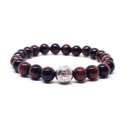 BRACELET PIERRES NATURELLES et ARGENT - KIREI PARIS BIJOUX - LONG LIFE et OEIL DE TIGRE ROUGE 8mm BRACELET PIERRES NATURELLES et ARGENT - KIREI PARIS BIJOUX - LONG LIFE et OEIL DE TIGRE ROUGE 8mm