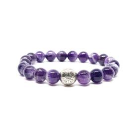 BRACELET PIERRES NATURELLES et ARGENT - KIREI PARIS BIJOUX - LONG LIFE et AMETHYSTE 8mm