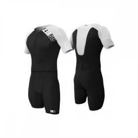 ZEROD TTSUIT Elite Black White - Trifonction Triathlon Homme manches courtes