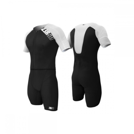 ZEROD TTSUIT Elite Black White - Trifonction Triathlon Homme manches courtes | Les4Nages