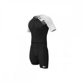 ZEROD TTSUIT Elite Black White - Trifonction Triathlon Homme manches courtes