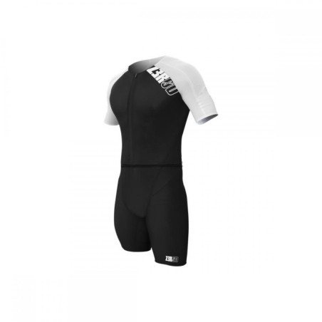 ZEROD TTSUIT Elite Black White - Trifonction Triathlon Homme manches courtes | Les4Nages