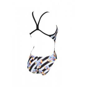 Arena CRAZY DIAMONDS Challenge Back - Black White Multi - Maillot Natation Femme Noir et blanc