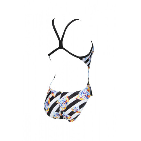 Arena CRAZY DIAMONDS Challenge Back - Black White Multi - Maillot Natation Femme Noir et blanc | Les4Nages