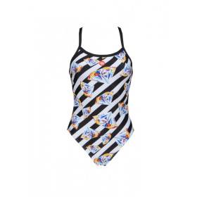 Arena CRAZY DIAMONDS Challenge Back - Black White Multi - Maillot Natation Femme Noir et blanc