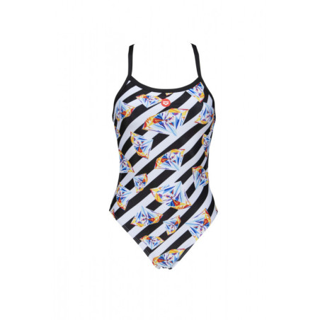 Arena CRAZY DIAMONDS Challenge Back - Black White Multi - Maillot Natation Femme Noir et blanc | Les4Nages