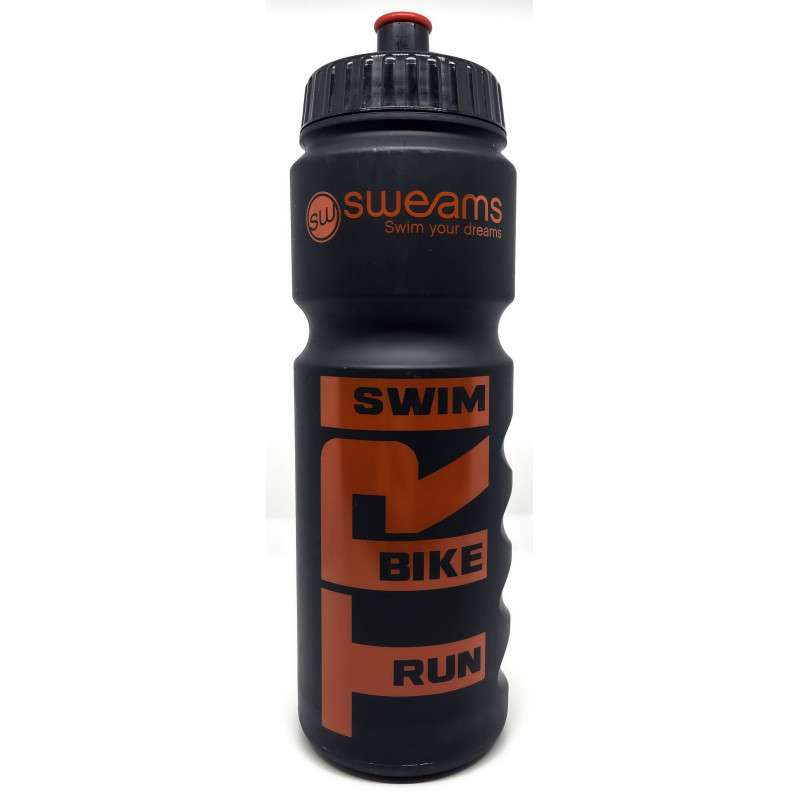 Bidon TRIATHLON SWEAMS Swim Bike Run - Black Matt RED - 750ml | Les4Nages