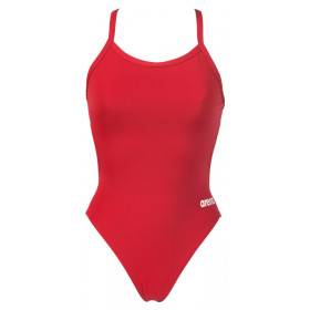 Arena TEAM SOLID Challenge Back Red White - Maillot de bain femme 1 pièce