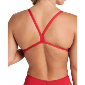 Arena TEAM SOLID Challenge Back Red White - Maillot de bain femme 1 pièce