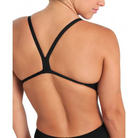 Arena TEAM SOLID Challenge Back Black White - Maillot Natation Femme 1 piece | Les4Nages