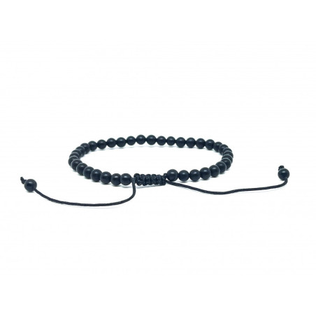Bracelet Pierres Naturelles AJUSTABLE 4mm - Onyx - KIREI PARIS BIJOUX