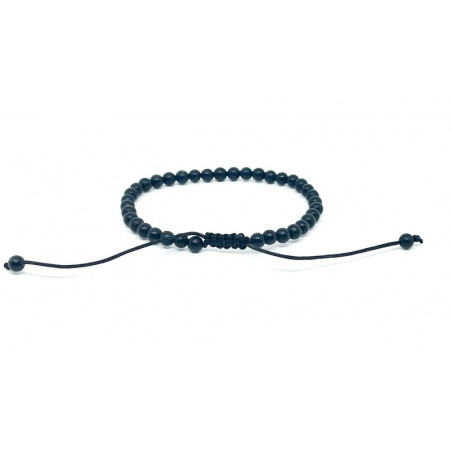 Bracelet Pierres Naturelles AJUSTABLE 4mm - Onyx - KIREI PARIS BIJOUX | Les4Nages