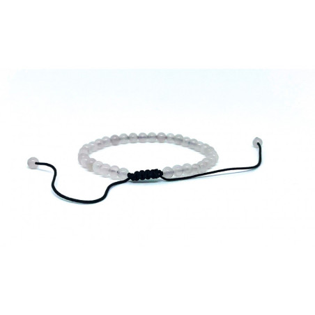 Bracelet Pierres Naturelles AJUSTABLE 4mm - Quartz rose - KIREI PARIS BIJOUX | Les4Nages