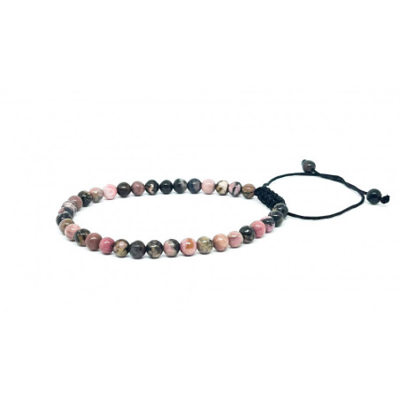 Bracelet Pierres Naturelles AJUSTABLE 4mm - Rhodonite - KIREI PARIS BIJOUX | Les4Nages