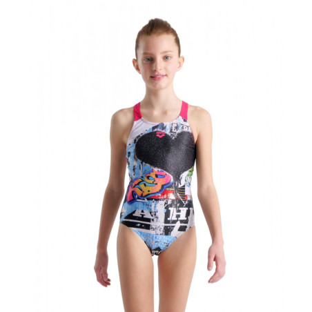 Arena Girls (6-14 ans) SWIMSUIT V Back Placement Black Freak Rose | Les4Nages Arena Girls (6-14 ans) SWIMSUIT V Back Placement Black Freak Rose | Les4Nages