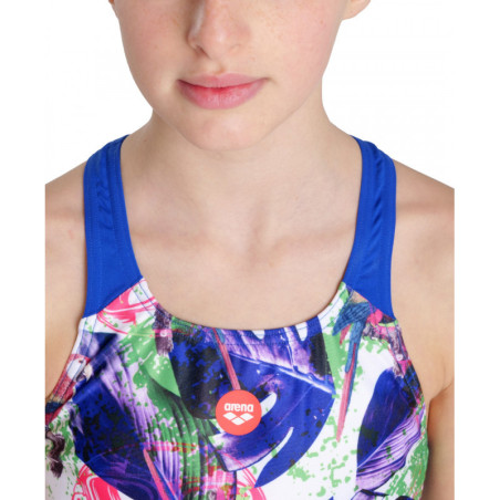 Arena Girls (6-14 ans) Crazy Swimsuit Swim Pro Back AO - Neon Blue Multi | Les4Nages Arena Girls (6-14 ans) Crazy Swimsuit Swim Pro Back AO - Neon Blue Multi | Les4Nages