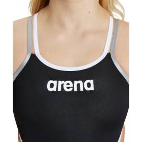  Arena ONE DOUBLE CROSS BACK ONE PIECE Black White Silver - Maillot de bain femme 1 pièce