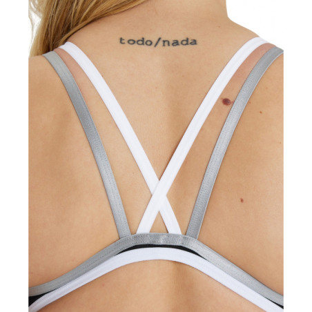 Arena ONE DOUBLE CROSS BACK ONE PIECE Black White Silver - Maillot de bain femme 1 pièce | Les4Nages Arena ONE DOUBLE CROSS BACK ONE PIECE Black White Silver - Maillot de bain femme 1 pièce | Les4Nages