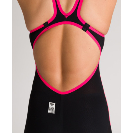 ARENA Powerskin Femme Open Water R-Evo + Full Body - Open Back - BLACK-FLUO YELLOW