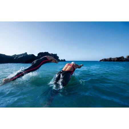 ARENA Powerskin Femme Open Water R-Evo + Full Body - Open Back - BLACK-FLUO YELLOW | Les4Nages