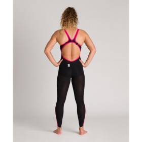 ARENA Powerskin Femme Open Water R-Evo + Full Body - Open Back - BLACK-FLUO YELLOW