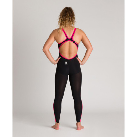 ARENA Powerskin Femme Open Water R-Evo + Full Body - Open Back - BLACK-FLUO YELLOW | Les4Nages