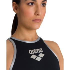 ARENA One Biglogo - Black Silver R - Maillot Natation Femme 1 piece