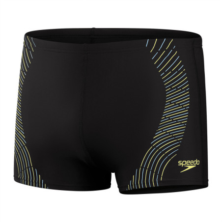 SPEEDO Tech Print Aquashort Black Yellow - Boxer Natation | Les4Nages SPEEDO Tech Print Aquashort Black Yellow - Boxer Natation | Les4Nages