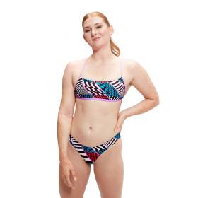 Speedo Digital 2 Pieces Allover Hipster Brief / XBack crop top Red Blue