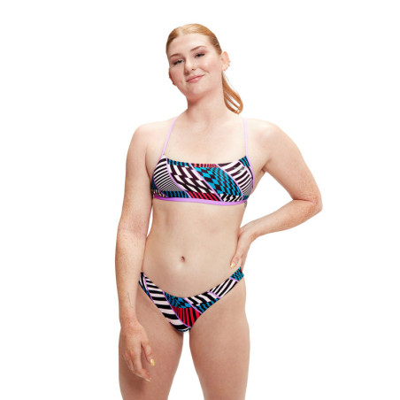 Speedo Digital 2 Pieces Allover Hipster Brief / XBack crop top Red Blue | Les4Nages
