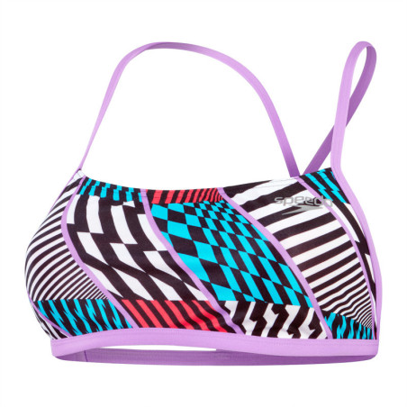 Haut Speedo Digital Allover Hipster XBack crop top Red Blue | Les4Nages
