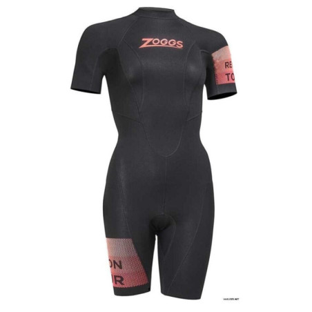 Zoggs RECON Tour Shorty Femme Black Red - Combinaison Eau Libre | Les4Nages