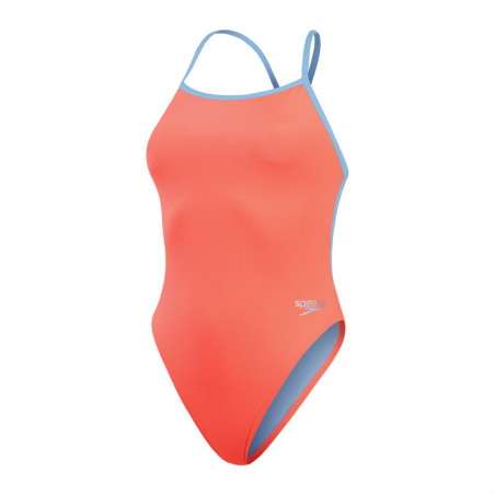 SPEEDO Solid VBack Pink Blue - Maillot de Bain Femme 1 piece | Les4Nages